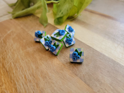 Checkered Blueberry Earrings