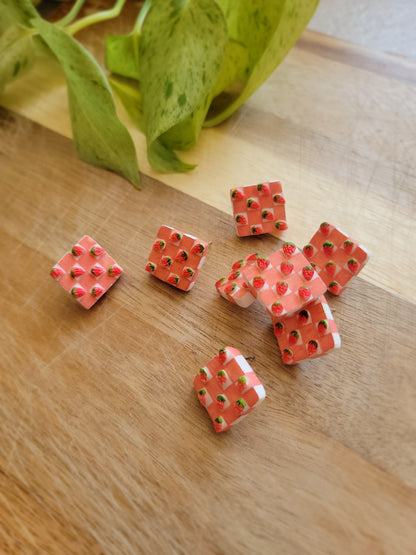 Checkered Strawberry Earrings
