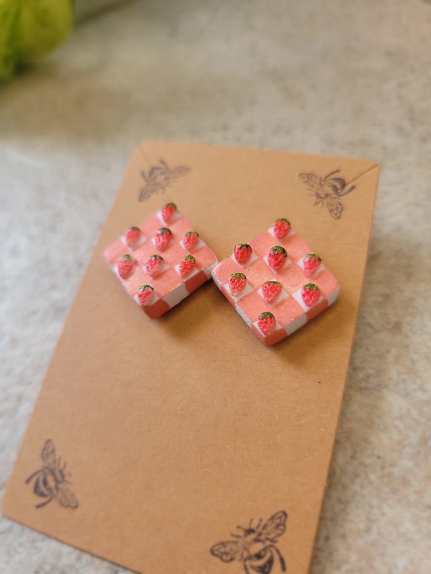 Checkered Strawberry Earrings