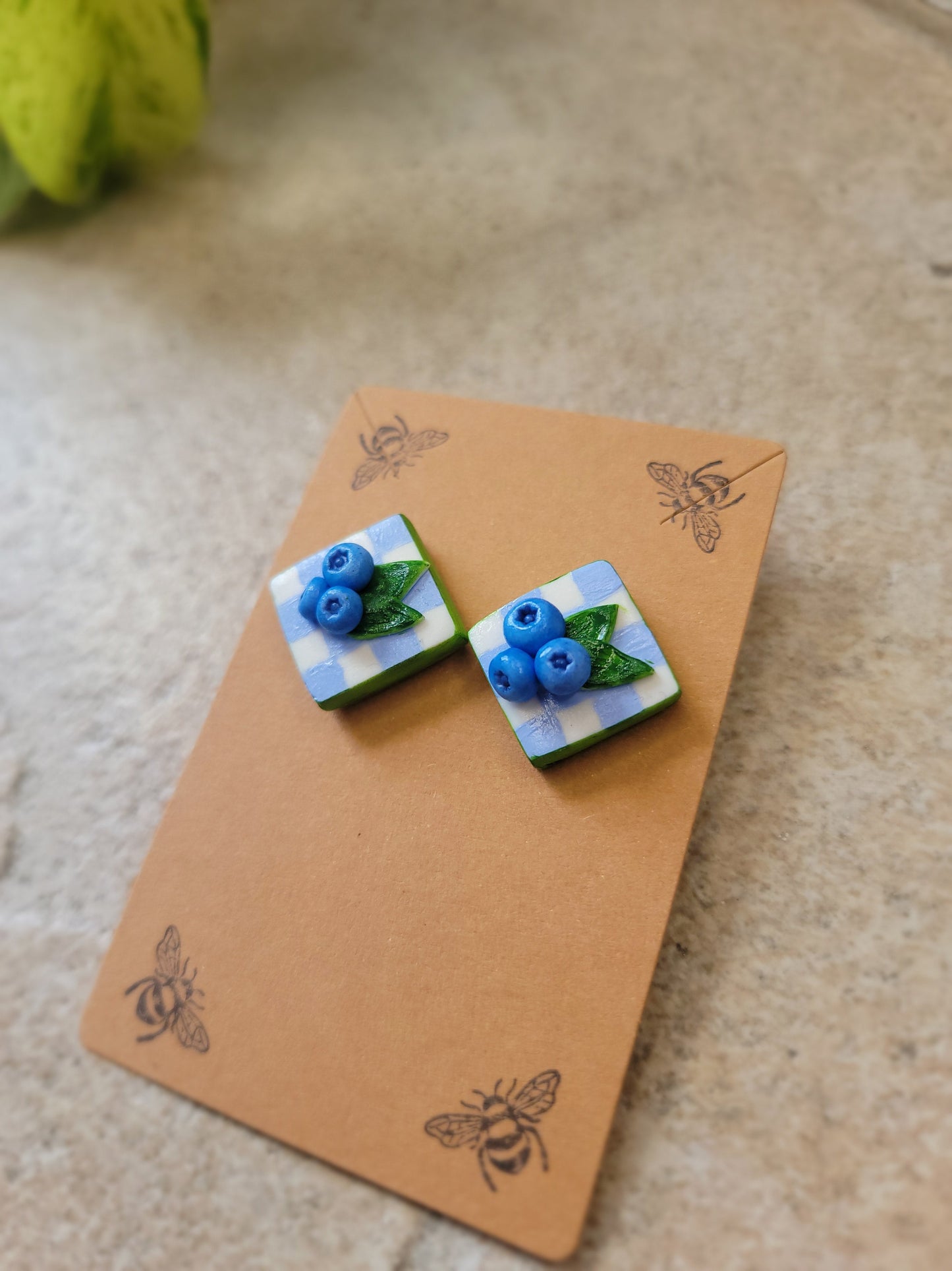 Checkered Blueberry Earrings