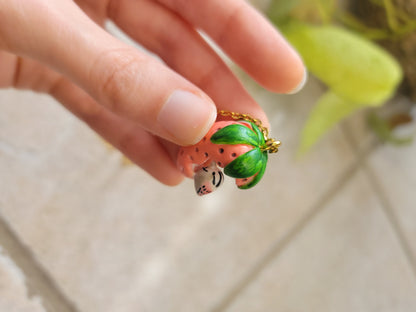 Tiny Bird In Strawberry Necklace