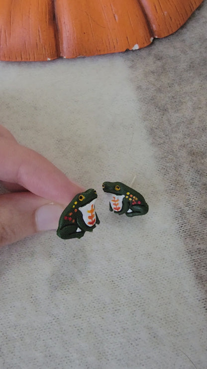Fall Frog Stud Earrings