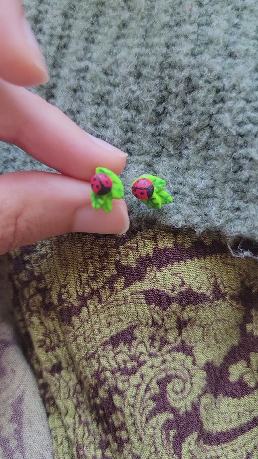 Lady Bug Stud Earrings