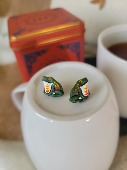 Fall Frog Stud Earrings